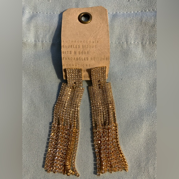 Anthropologie Crystal Fringe Drop Earrings NWT - Picture 6 of 7